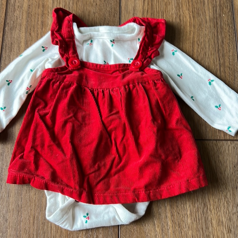 2 piece Corduroy Christmas Dress and Onesie